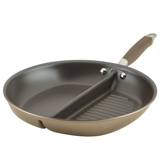 Anolon Advanced Home 12.5" Hard-Anodized Nonstick Divided Grill and Griddle Pan, Bronze
