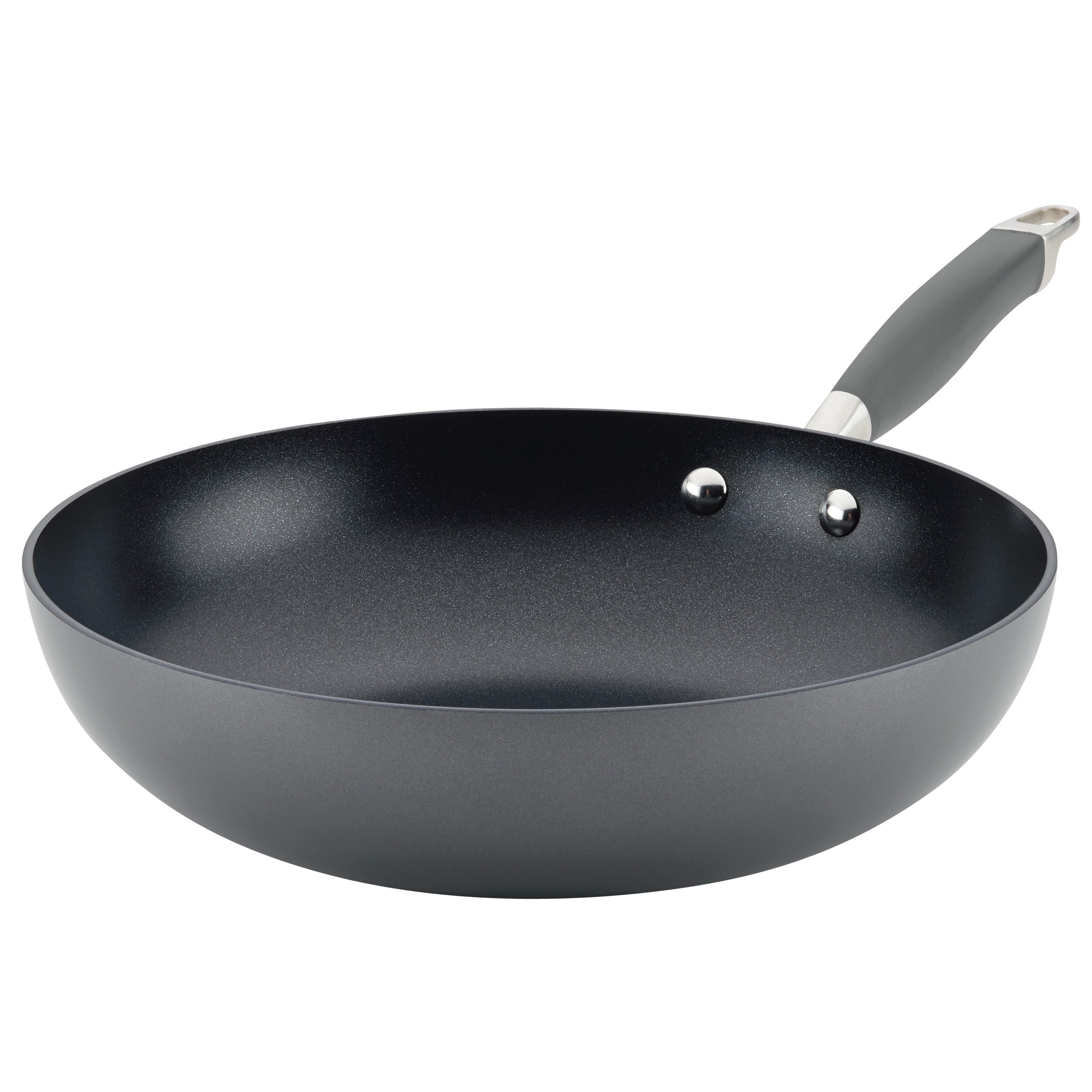 12-Inch Black Hard-Anodized Nonstick Stir Fry Pan