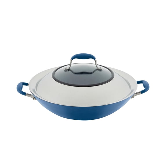 Anolon Advanced Home 14 InchHard-Anodized Nonstick Wok with Side Handles and Lid, Moonstone