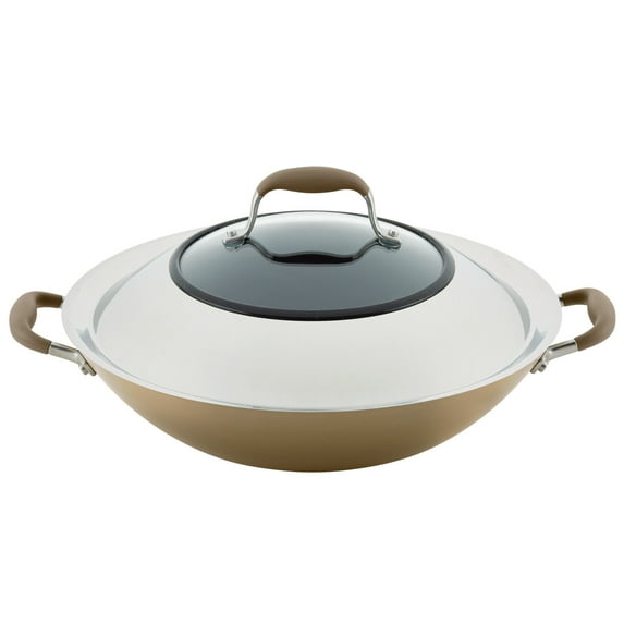 Anolon Advanced Home 14 inch Nonstick Wok with Side Handles and Lid, Bronze