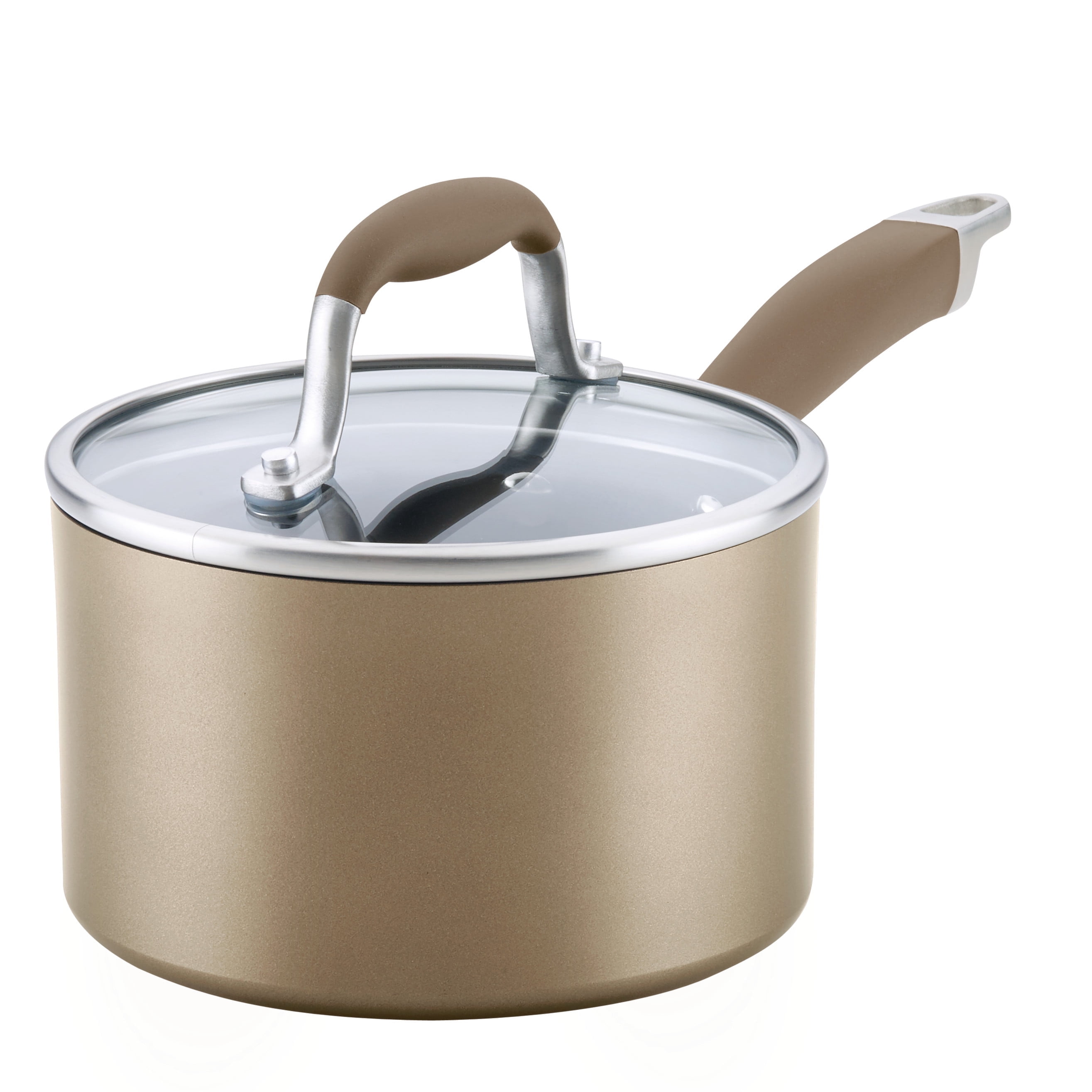 Bronze 2-Quart Nonstick Aluminum Saucepan with Lid