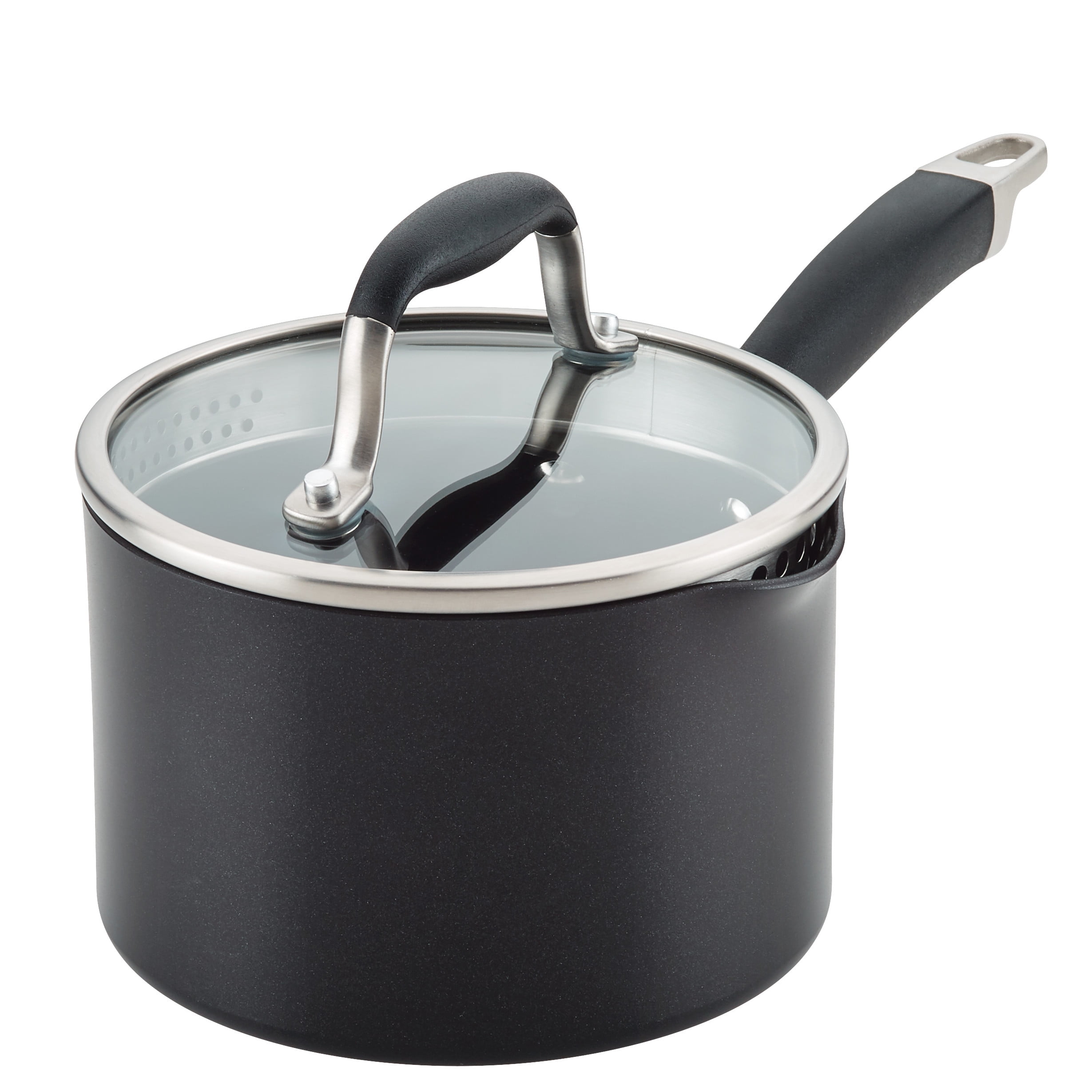 Onyx Black Aluminum Nonstick Saucier with Pour Spout, 2 Quart