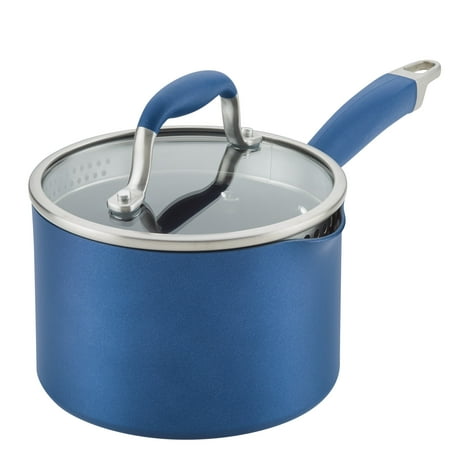 Anolon Advanced Home 2 Quart Nonstick Straining Saucepan, Indigo