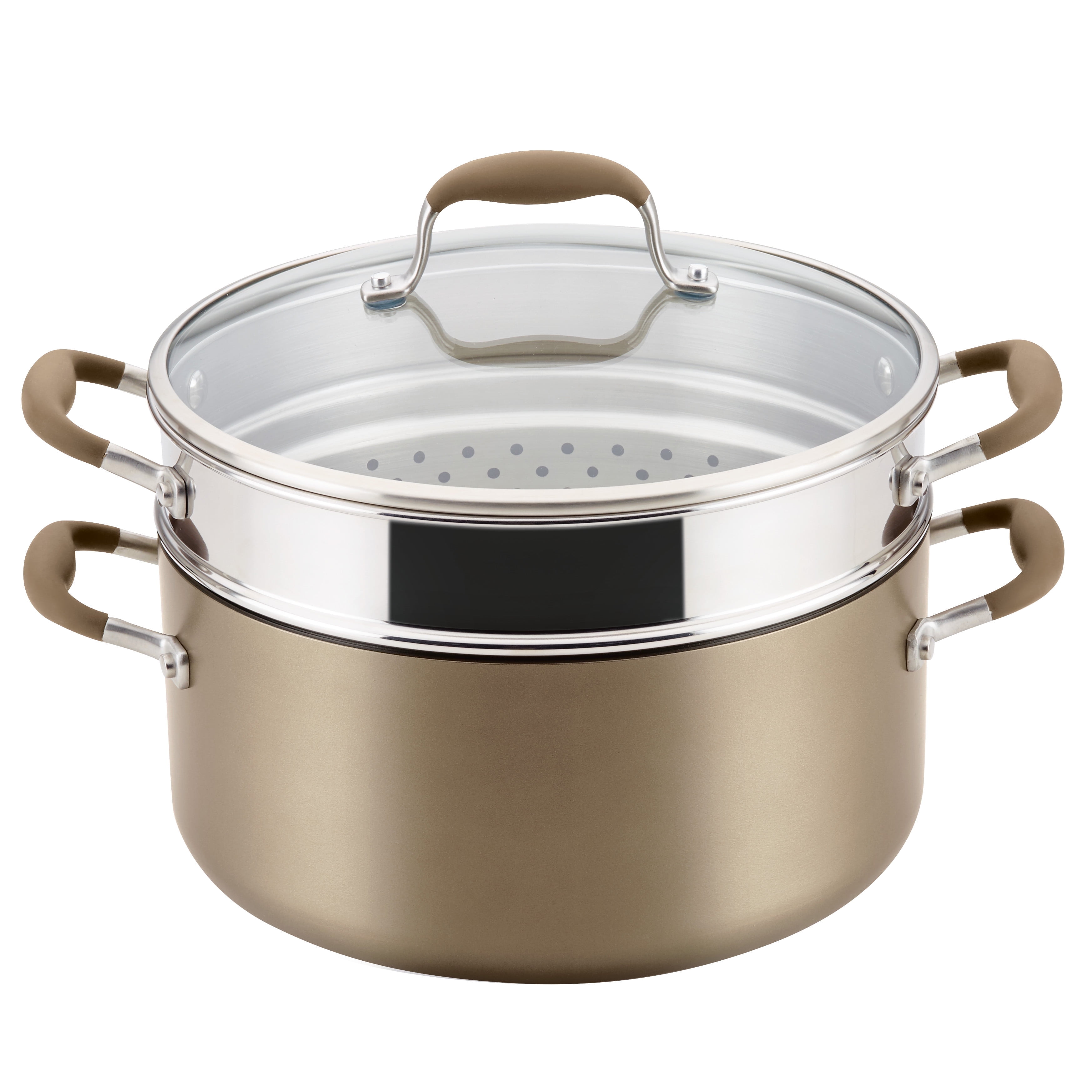 Anolon Advanced Home 3 Piece Nonstick Stockpot with Steamer Set, Bronze