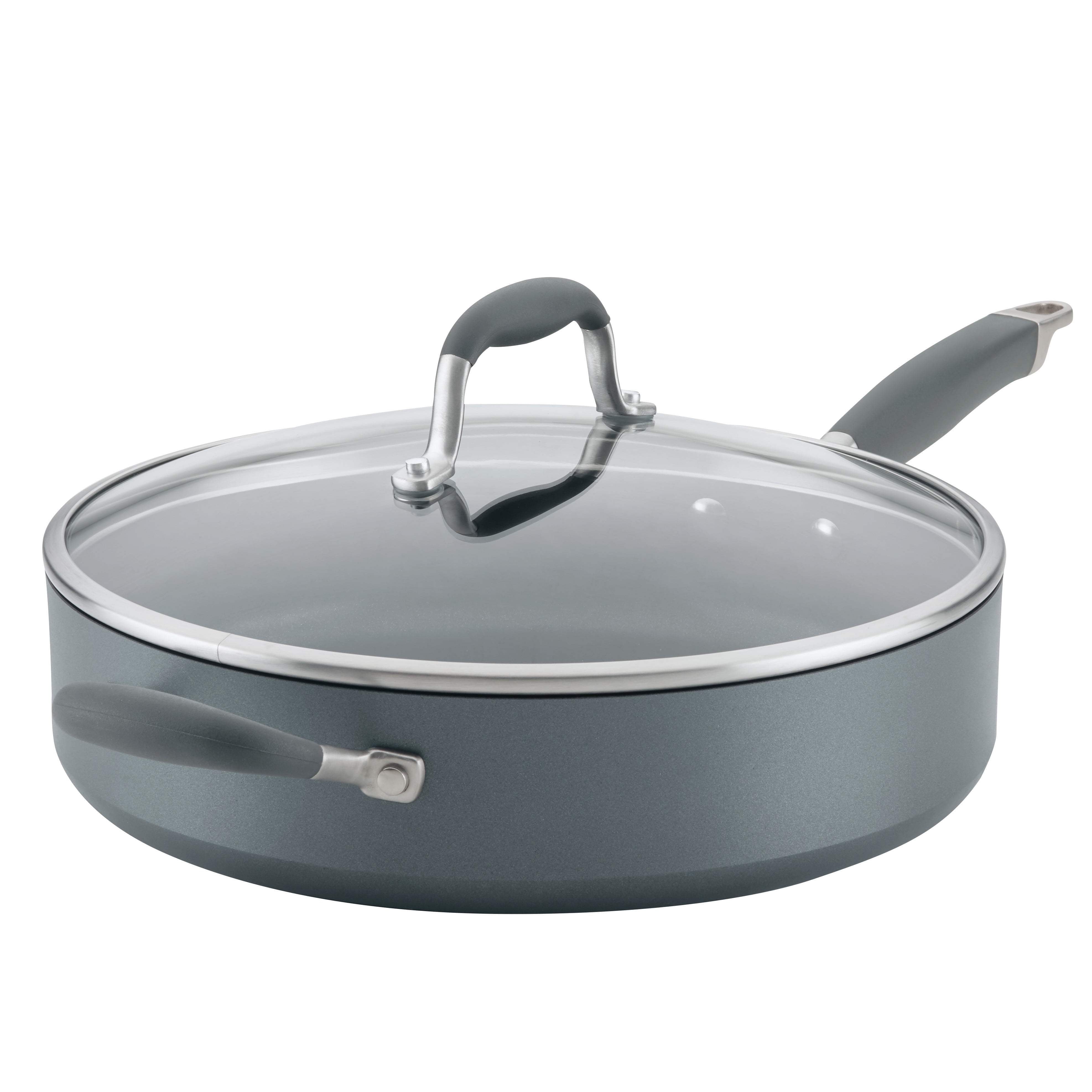 Moonstone Aluminum Nonstick Sauté Pan with Helper Handle and Lid, 5 Quart