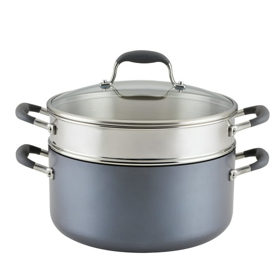 Anolon Advanced Home 8.5 Qt Nonstick Hard Anodized Aluminum Stockpot with Tempered Glass Steamer
