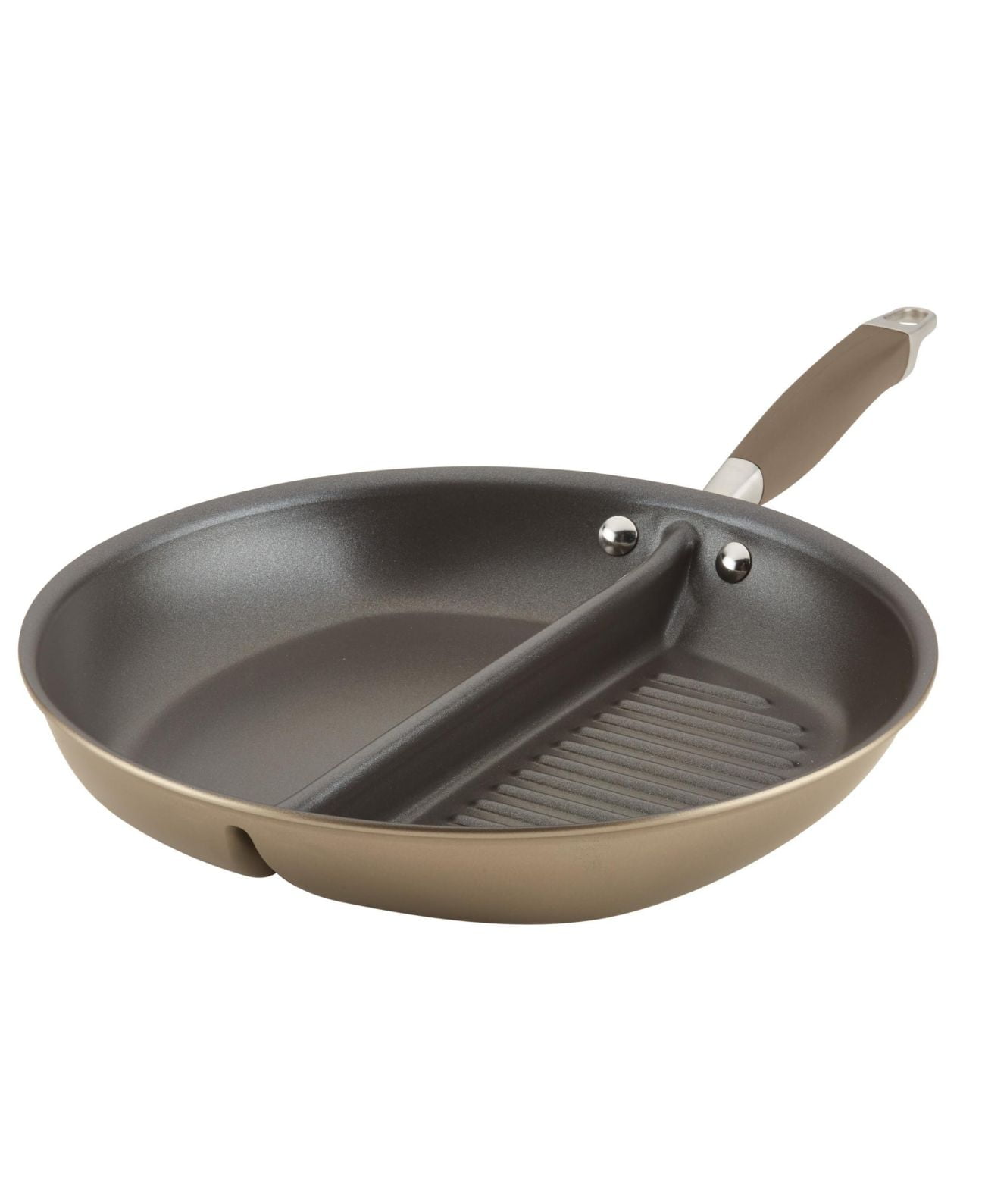 Anolon 12.5" Black Hard-Anodized Nonstick Divided Grill and Griddle Pan