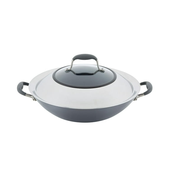 Anolon Advanced Home Hard-Anodized 14 Nonstick Wok with Side Handles Moonstone