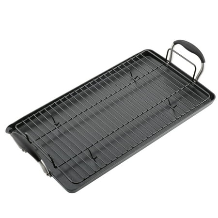 Anolon Advanced Home Hard-Anodized Non-Stick Double Burner Griddle, 10-Inch x 18-Inch, Onyx