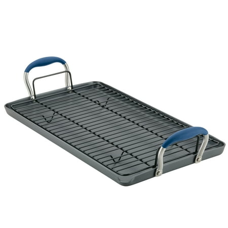 Anolon Advanced Home Hard-Anodized Nonstick Double Burner Griddle, 10-Inch x 18-Inch, Indigo