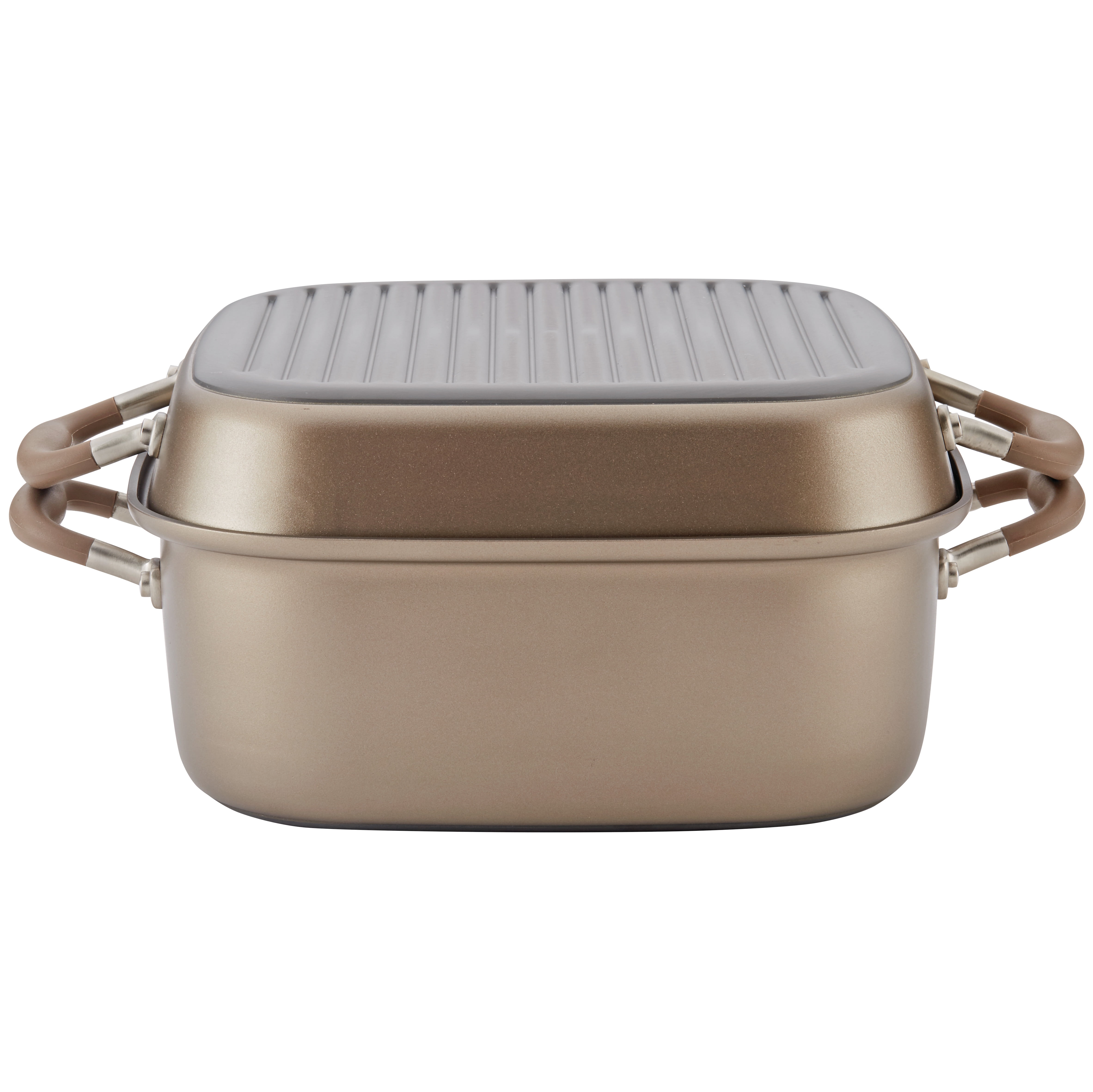 Anolon Advanced Non-stick 2-in-1 Deep Square Grill Pan and Square Roaster, 11-Inch, Bronze