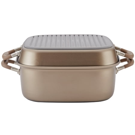 Anolon Advanced Non-stick 2-in-1 Deep Square Grill Pan and Square Roaster, 11-Inch, Bronze