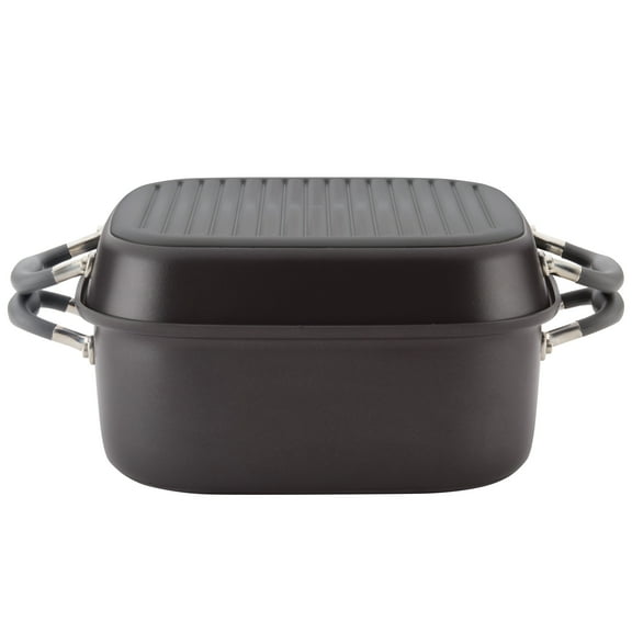 Anolon Advanced Non-stick 2-in-1 Deep Square Grill Pan and Square Roaster, 11-Inch, Graphite