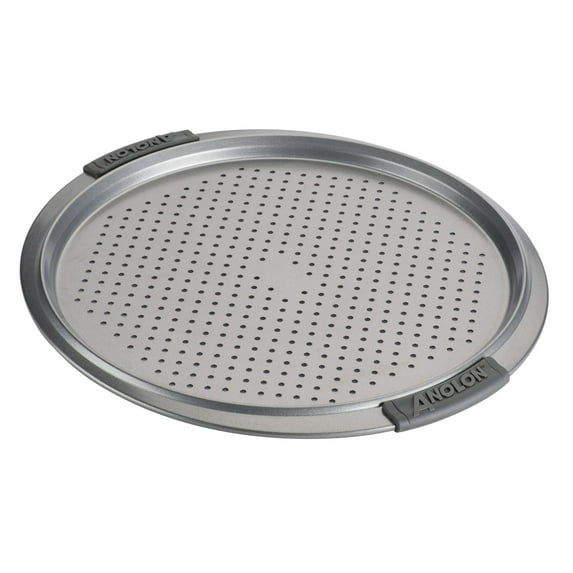 Anolon Advanced Nonstick Bakeware 13 Inch Round Perforated Pizza Pan, Gray