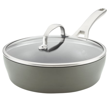 Anolon Allure Hard-Anodized Nonstick Sauté Pan, 3 Quart, Dark Gray