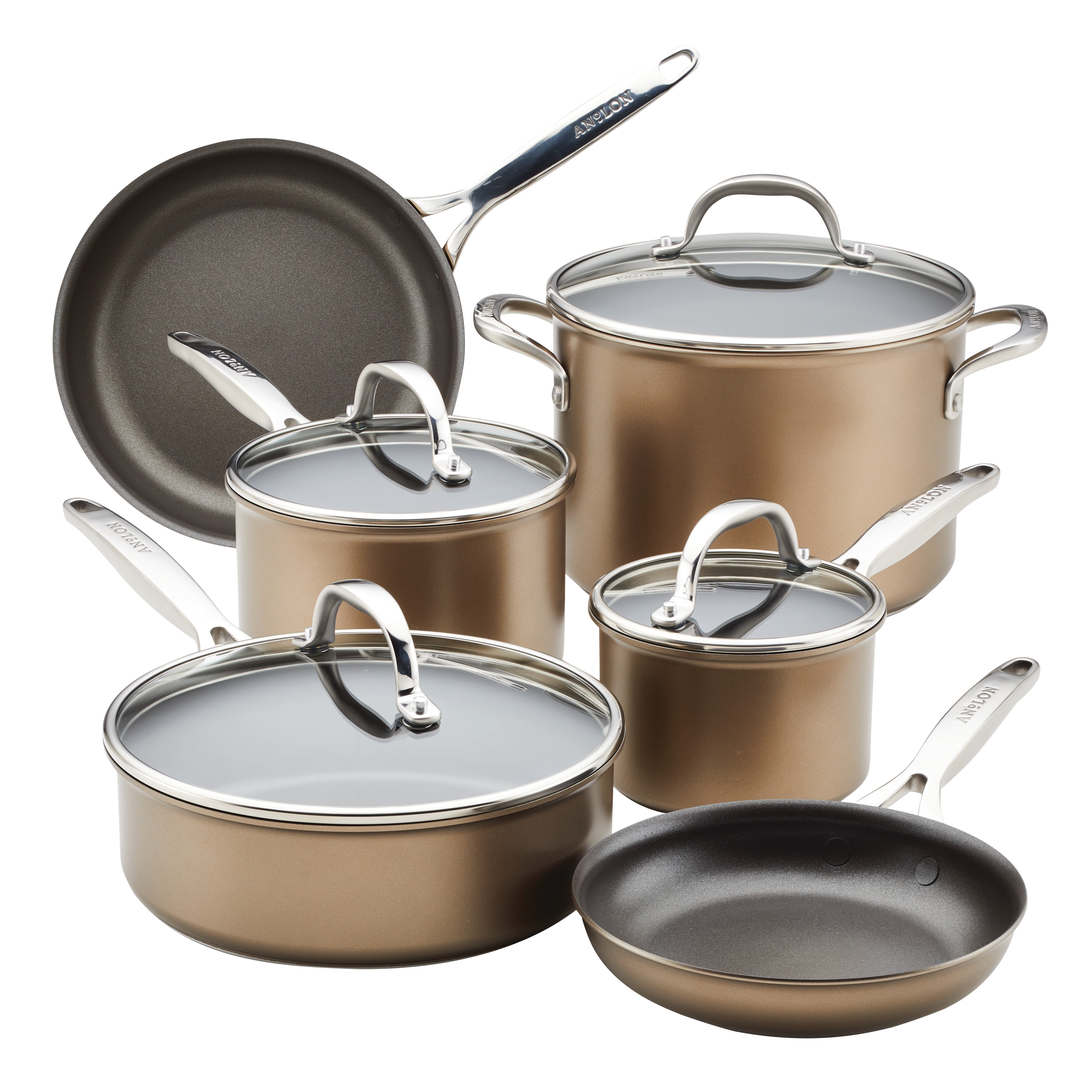 Bronze 10-Piece Nonstick Hard Anodized Cookware Set