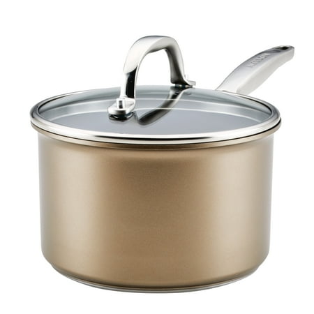 Anolon Ascend 3 Quart Hard Anodized Nonstick Saucepan with Lid, Bronze