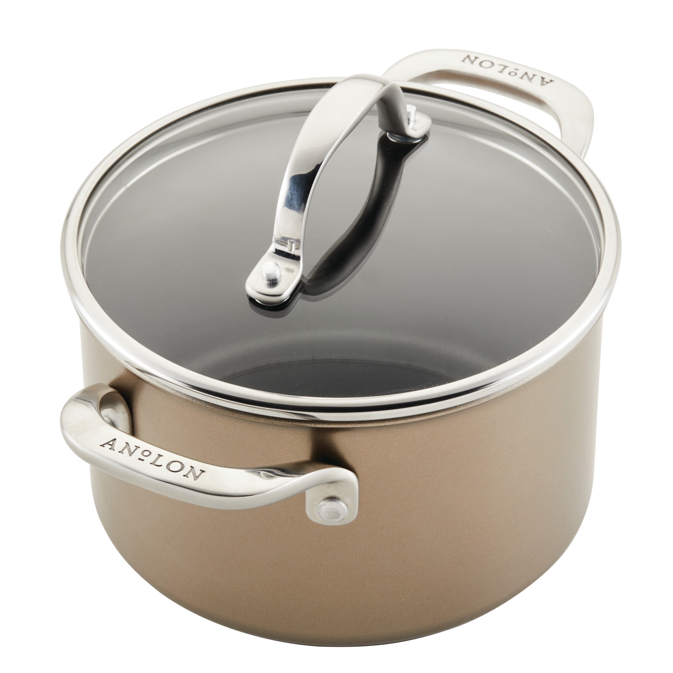 Bronze 4 Quart Hard Anodized Nonstick Saucepot with Lid