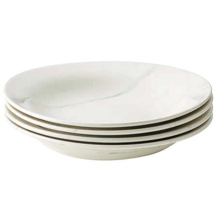 Anolon Ceramics 9 inch Pasta Bowls, Set of 4, Marble White