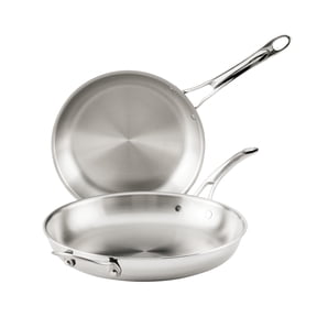 Anolon EverLast Tri-Ply Clad Frying Pan Set, 10-Inch and 12.5-Inch, Stainless Steel