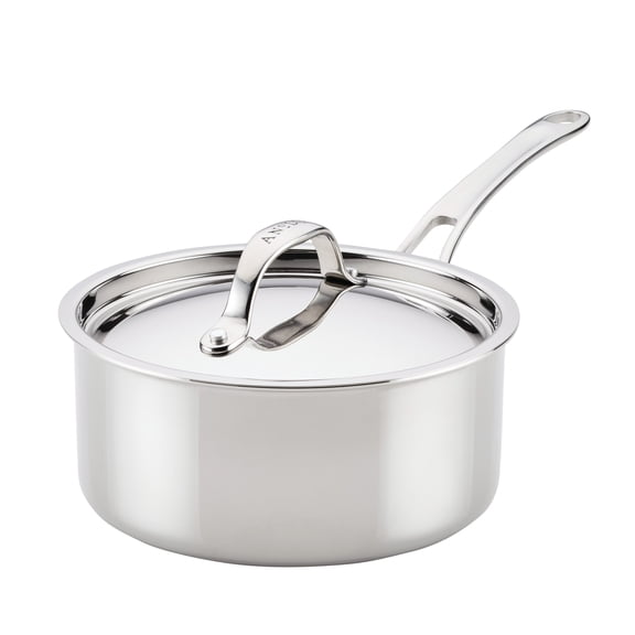 Anolon EverLast Tri-Ply Clad Saucepan with Lid, 3-Quart, Stainless Steel