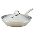 thumbnail image 1 of Anolon Nouvelle 12" Copper Stainless Steel Frying Pan with Lid, Silver, 1 of 8