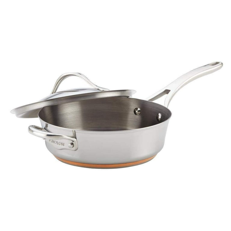 Anolon Nouvelle Copper 11-Piece Mixed Cookware Set, Silver and