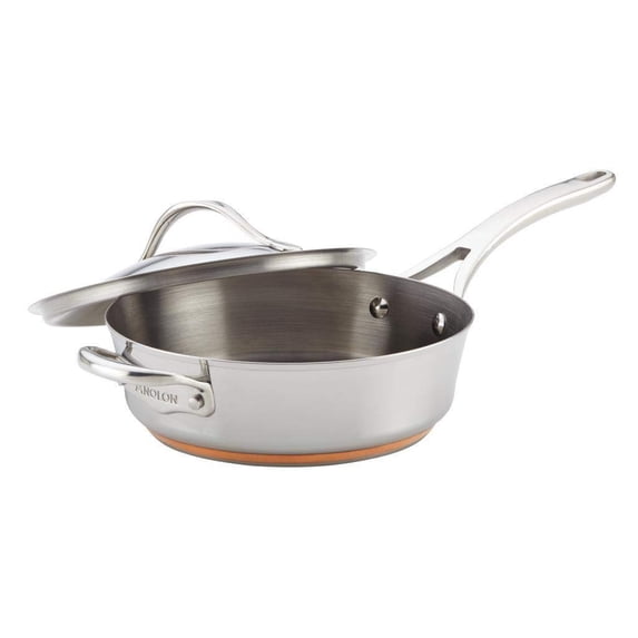 Anolon Nouvelle Copper 11-Piece Mixed Cookware Set, Silver and Black