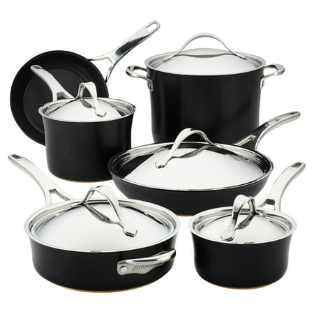 Anolon Nouvelle Copper Luxe 11 Piece Induction Compatible Hard-Anodized Nonstick Cookware Set