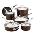thumbnail image 1 of Anolon Nouvelle Copper Luxe 11 Piece Induction Compatible Nonstick Pots and Pans Set, Sable, 1 of 9