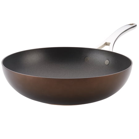 Anolon Nouvelle Copper Luxe 12-Inch Induction Compatible Stir Fry Pan, Nonstick
