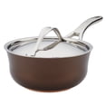 thumbnail image 1 of Anolon Nouvelle Copper Luxe 2.5 qt Hard-Anodized Nonstick Saucier with Lid, Sable, 1 of 5