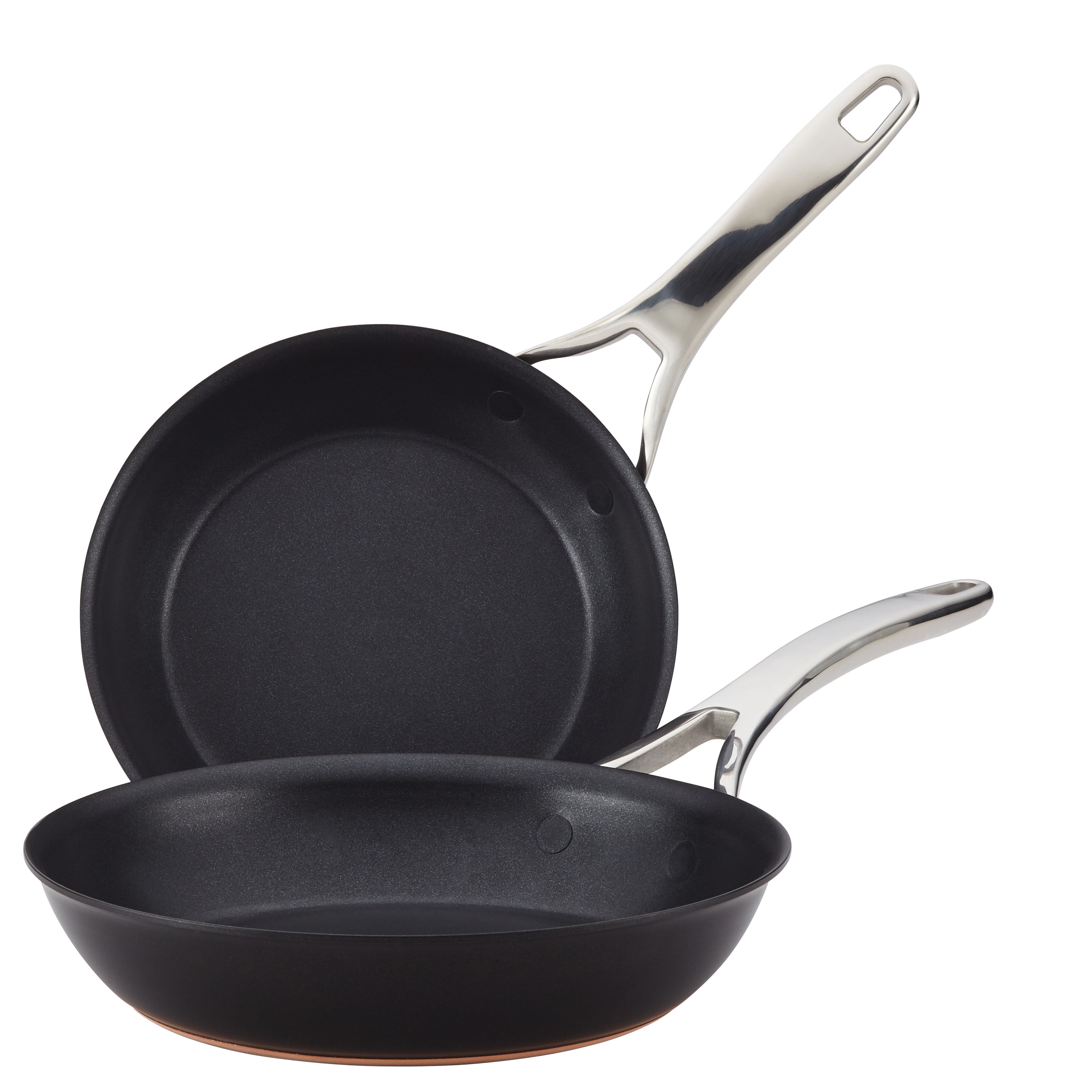 Black Onyx Aluminum Nonstick Fry Pan Set with Stainless Steel Handles