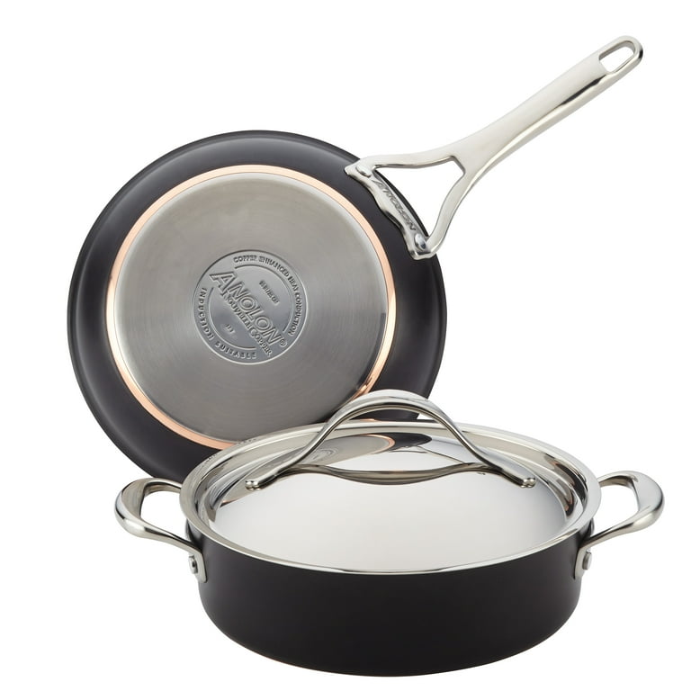 Anolon Nouvelle Copper Luxe 3 Piece Hard-Anodized Nonstick Pots