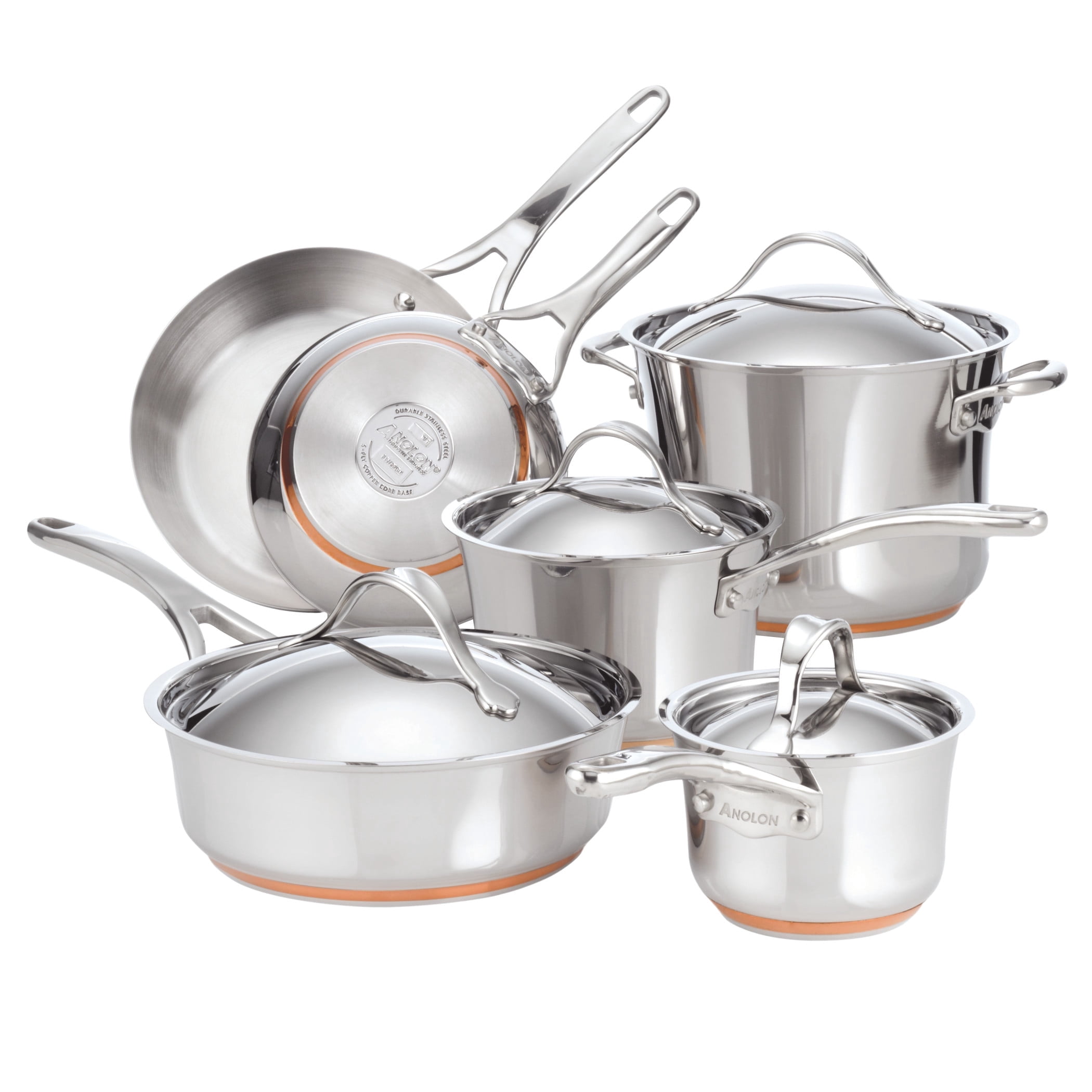 Anolon Nouvelle Copper Stainless Steel 10-Piece Cookware Set