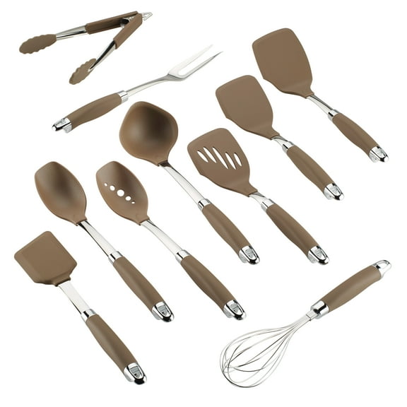 Anolon Tools and Gadgets 10 Piece SureGrip Nonstick Kitchen Utensil Set, Bronze