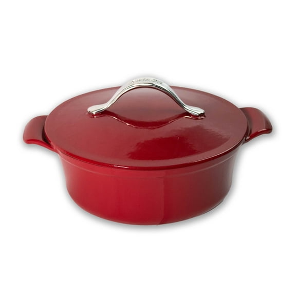 Anolon Vesta Cast Iron Dish/Casserole Pan with Lid, 4 Quart, Paprika Red