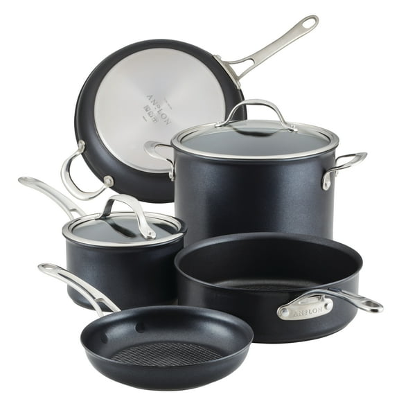 Anolon X Hybrid 7 Piece Nonstick Induction Pots and Pans Set, Charcoal Gray