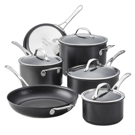 Anolon X Hybrid Nonstick Cookware Induction Pots and Pans Set, 10 Piece, Dark Gray