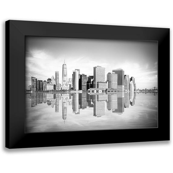 Anon. 24x17 Black Modern Framed Museum Art Print Titled - New York Downtown Cityscape