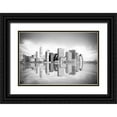 thumbnail image 1 of Anon. 24x17 Black Ornate Wood Framed with Double Matting Museum Art Print Titled - New York Downtown Cityscape, 1 of 4