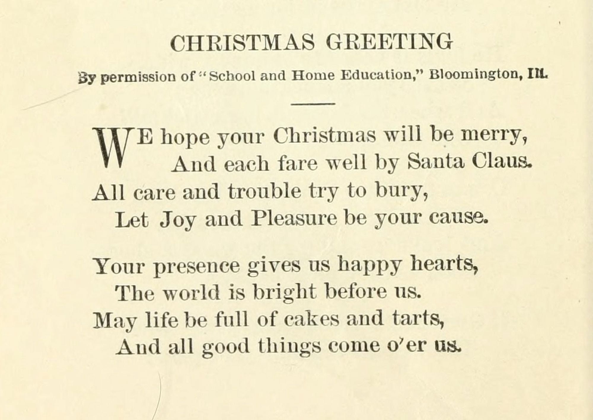 Anon Christmas Selections 1906 Christmas Greeting Canvas Art - Anon (24 x 36)