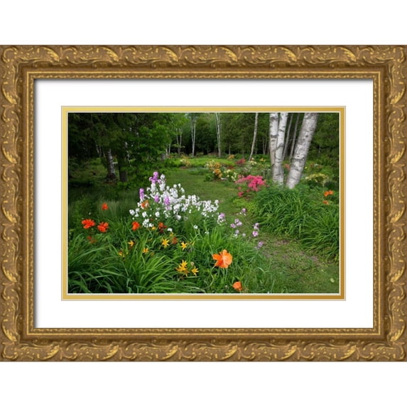 Anon, Ellen 14x11 Gold Ornate Wood Framed with Double Matting Museum Art Print Titled - Canada, New Brunswick Garden scenic