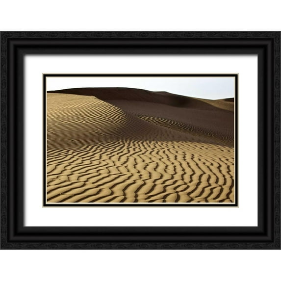 Anon, Ellen 24x17 Black Ornate Wood Framed with Double Matting Museum Art Print Titled - China, Badain Jaran Desert Wind-blown patterns