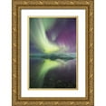 thumbnail image 1 of Anon, Josh 17x24 Gold Ornate Wood Framed with Double Matting Museum Art Print Titled - Iceland, Jokulsarlon Aurora lights over a lagoon, 1 of 4