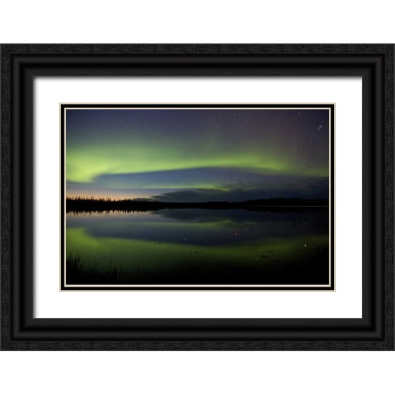 Anon, Josh 18x13 Black Ornate Wood Framed with Double Matting Museum Art Print Titled - AK, Arctic Circle, Bettles The northern lights