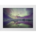 thumbnail image 1 of Anon, Josh 18x13 White Modern Wood Framed Museum Art Print Titled - Iceland, Jokulsarlon Aurora lights over a lagoon, 1 of 4