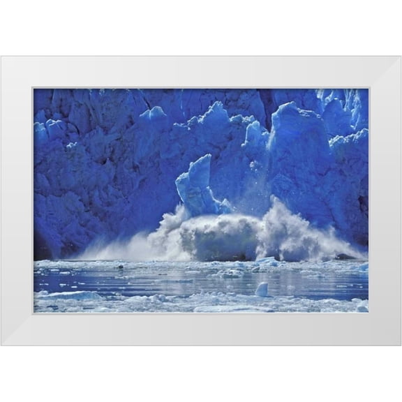 Anon, Josh 32x23 White Modern Wood Framed Museum Art Print Titled - AK, Juneau Part of South Sawyer Glacier falling