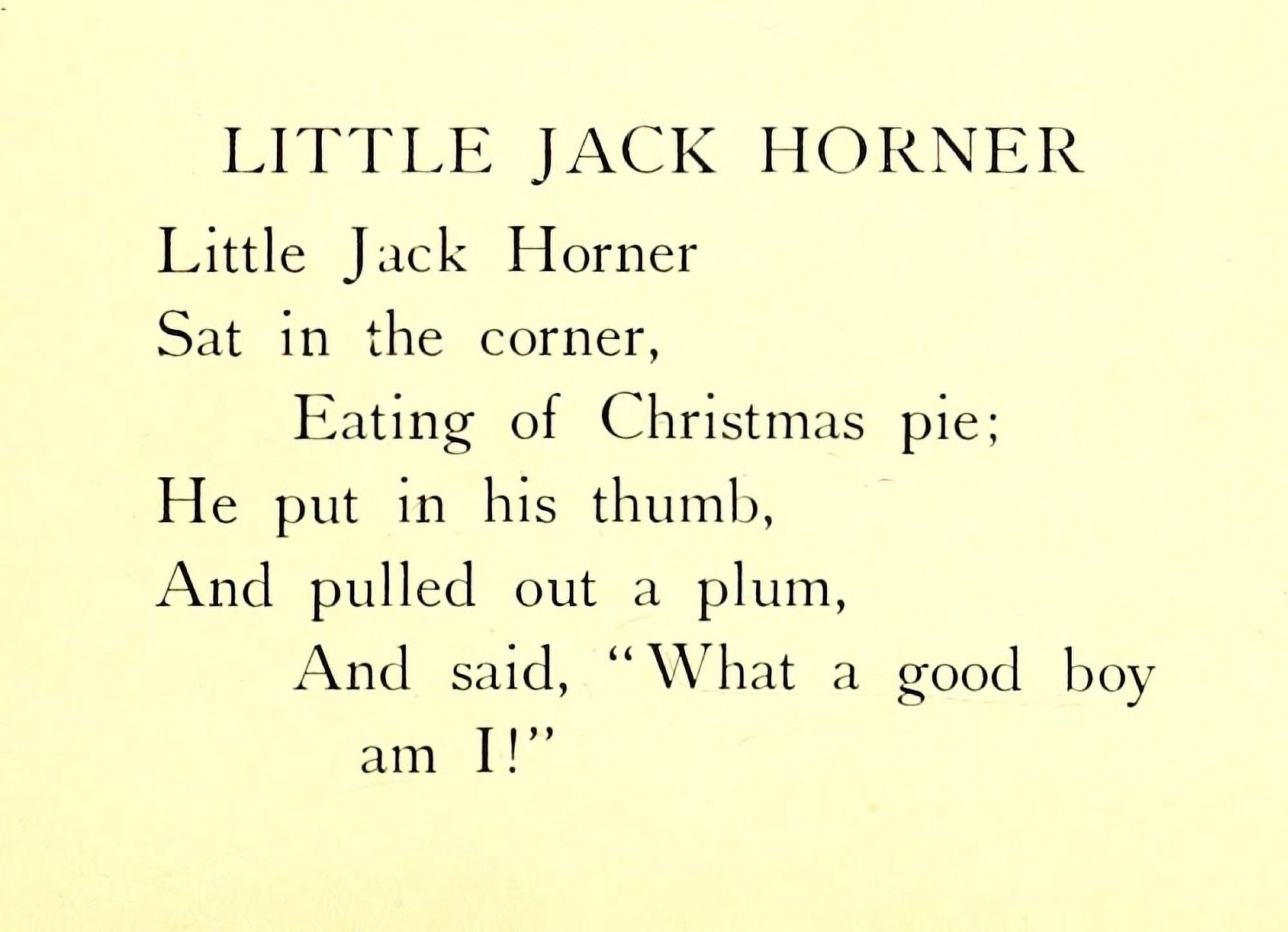 Anon The Real Mother Goose 1916 Little Jack Horner Canvas Art - Anon (24 x 36)