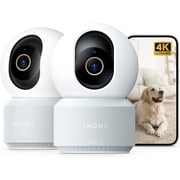 Anona HM1010-2 4k UHD Indoor Security Camera Also For Pets/ Baby With Phone App - Wifi/ Auto-Tracking - 2pack